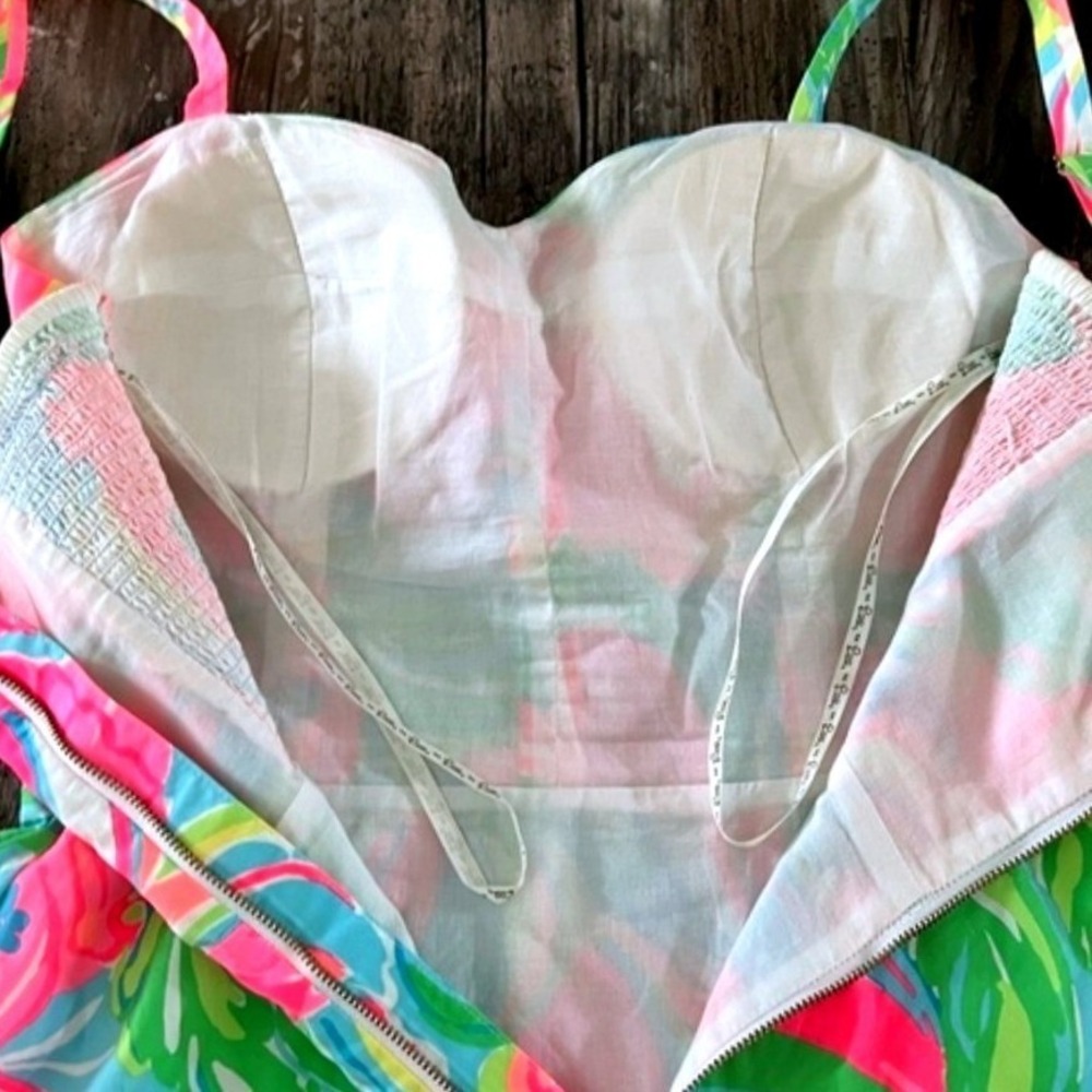 Lilly Pulitzer NWOT Willow Dress Sundress So A Peeling Multi Pink Green Size 12 - Picture 4 of 13